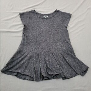 LOFT Women's Grey Heathered Tunic Dress Short Sleeve Drop Waist Size S